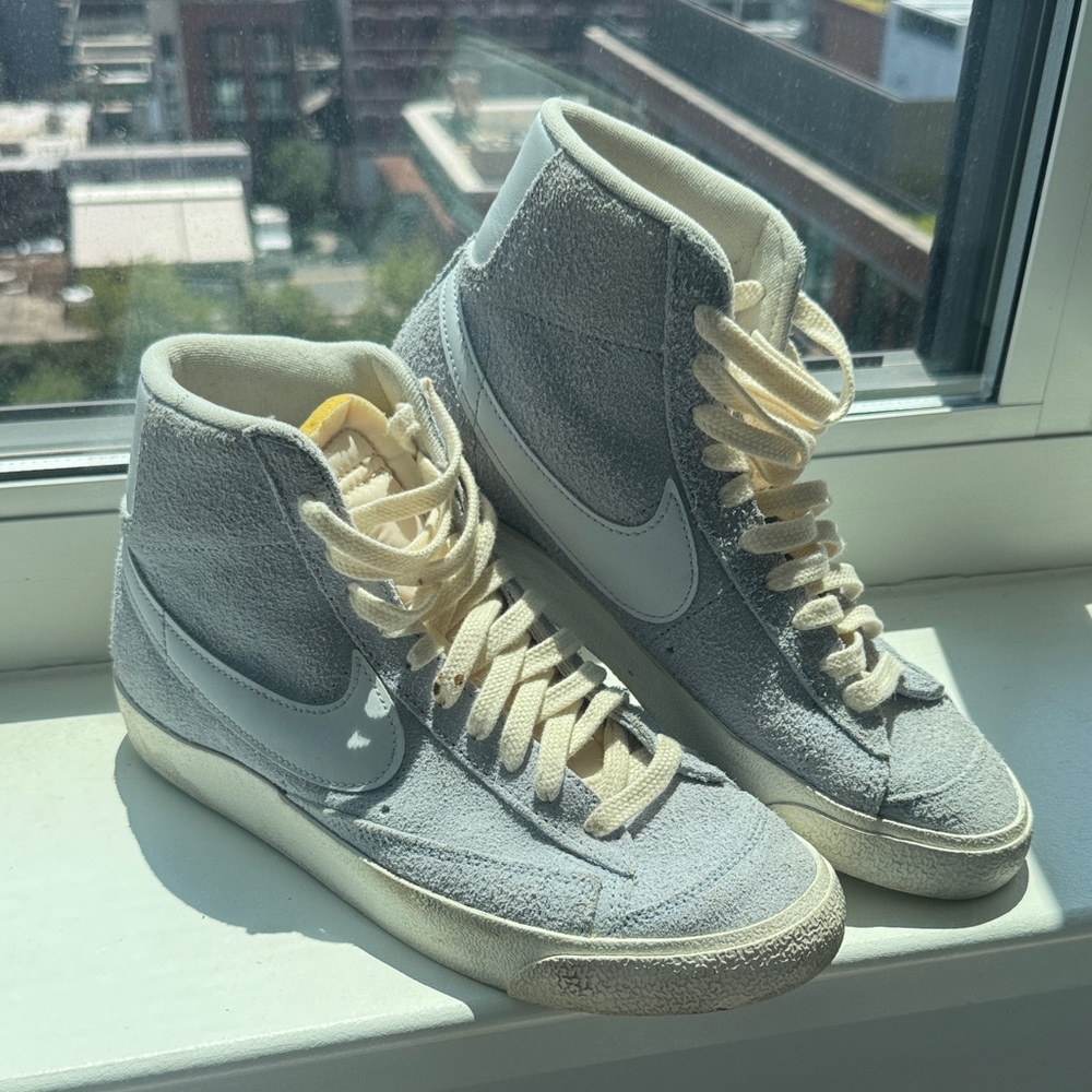 Nike Gray and Cream High-Top Sneakers
